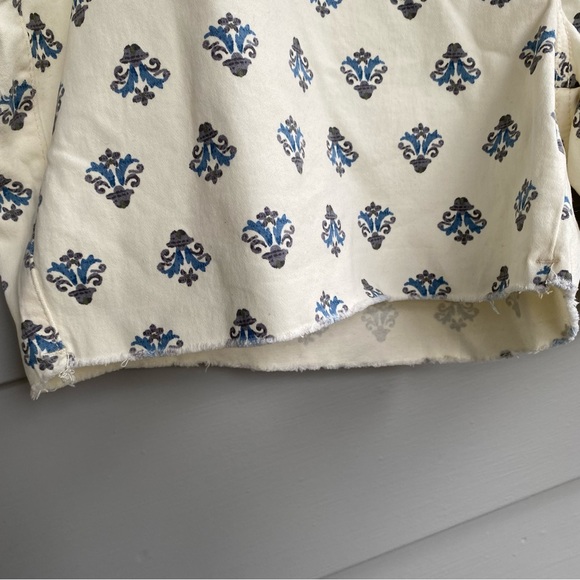 Royalty For Me Womens 3X Shorts Cream Blue  Drawstring Cotton Blend - Picture 3 of 6